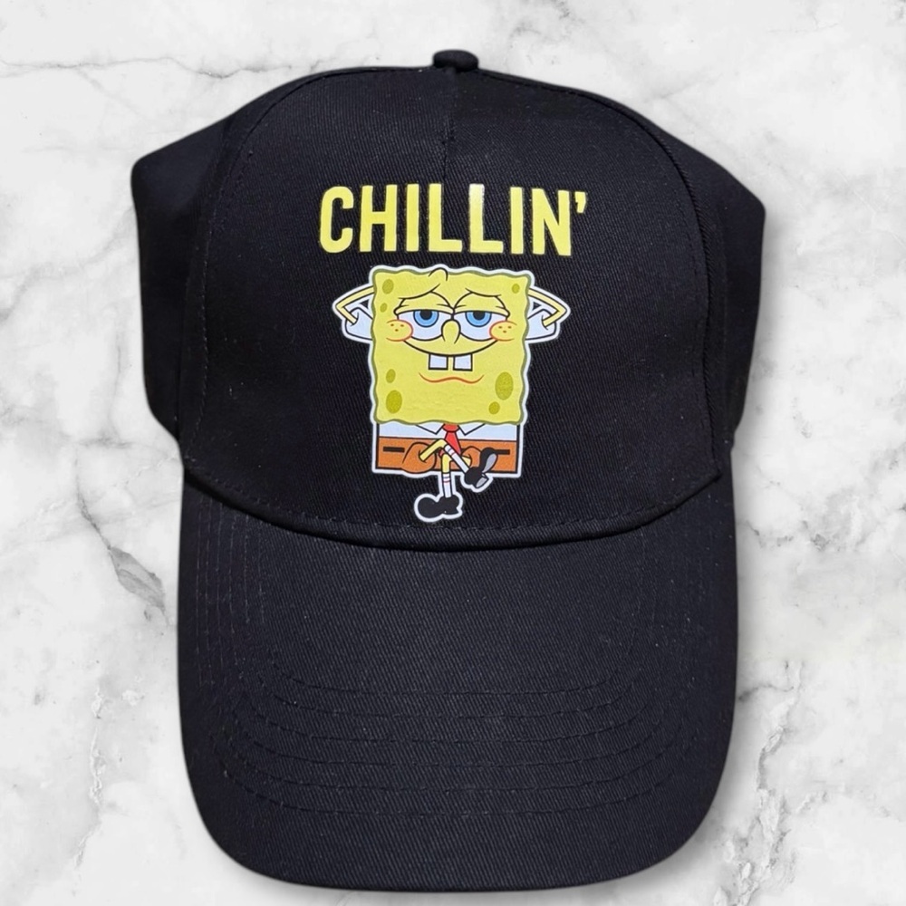 $10 Add-on | Kids SpongeBob Chillin' Black Cap - Picture 2 of 13